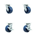 thumbnail image 1 of 5 Inch Stainless Steel Solid Poly Swivel Caster Set with Ball Bearing 2 Brakes, 1 of 2