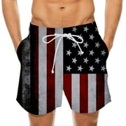 GANFANCP 5 Inch Swim Trunks,Men Independence Day Striped Flag Print Shorts Elastic Waist Beach Pants Mens Swim Trunks 5 Inch Inseam,Mens Swimming Trunks 7 Inch Inseam,Father'S Day Gifts From Daughtaa859