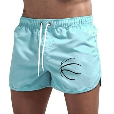 5 Inch Swim Trunks Men No Liner Stretchy Quick Dry Expandable Waist Swimming Trunks Printing Light Upf Bathing Suit Beach Board Shorts,Light Blue,M