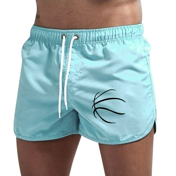5 Inch Swim Trunks Men No Liner Stretchy Quick Dry Expandable Waist Swimming Trunks Printing Light Upf Bathing Suit Beach Board Shorts,Light Blue,M