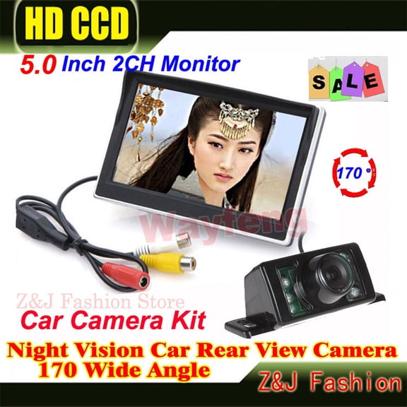 5 Inch TFT LCD Screen ccd Panel Color Car Rear View Camera With Monitor + 7 IR Lights night Reversing Backup Car Camera