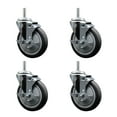 thumbnail image 1 of 5 Inch Thermo Rubber Wheel Swivel 5/8 Inch Threaded Stem Caster Set with Brake, 1 of 2
