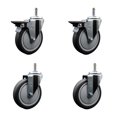 thumbnail image 1 of 5 Inch Thermo Rubber Wheel Swivel 7/16 Inch Grip Ring Stem Caster Set 2 Brake, 1 of 2