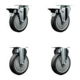 thumbnail image 1 of 5 Inch Thermo Rubber Wheel Swivel Top Plate Caster Set with 2 Posi BRK 2 Rigid, 1 of 2