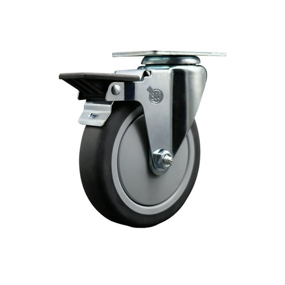 5 Inch Thermo Rubber Wheel Swivel Top Plate Caster with Posi Brake SCC