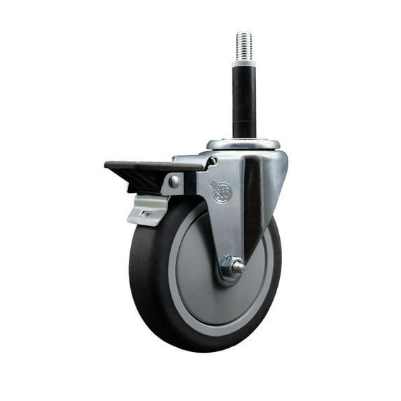 5 Inch Thermo Rubber Swivel 1-3/4 Inch Expanding Stem Caster with Brake