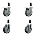 thumbnail image 1 of 5 Inch Thermo Rubber Swivel 1-3/8 Inch Expanding Stem Caster Set 2 Brakes, 1 of 2