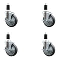 thumbnail image 1 of 5 Inch Thermo Rubber Swivel 1-3/8 Inch Expanding Stem Caster Set with Brake, 1 of 2
