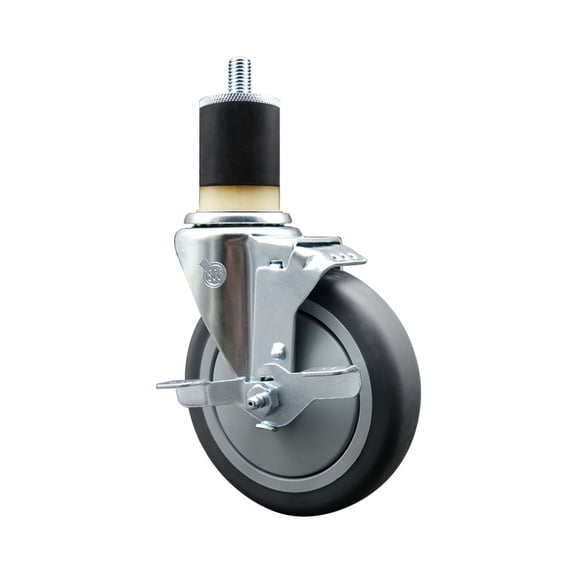 5 Inch Thermo Rubber Swivel 1-7/8 Inch Expanding Stem Caster with Brake