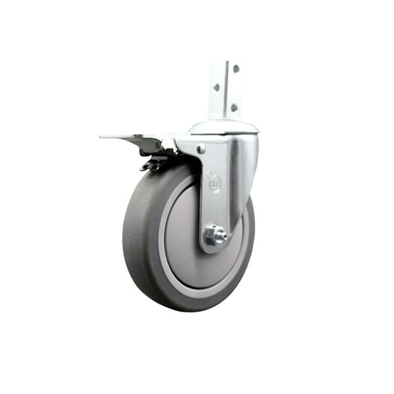 5 Inch Thermoplastic Rubber Swivel 7/8 Inch Square Stem Caster Total Lock Brake