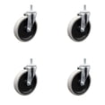 thumbnail image 1 of 5 Inch Thermoplastic Rubber Wheel 1/2 Inch Threaded Stem Caster Set of 4 SCC, 1 of 2