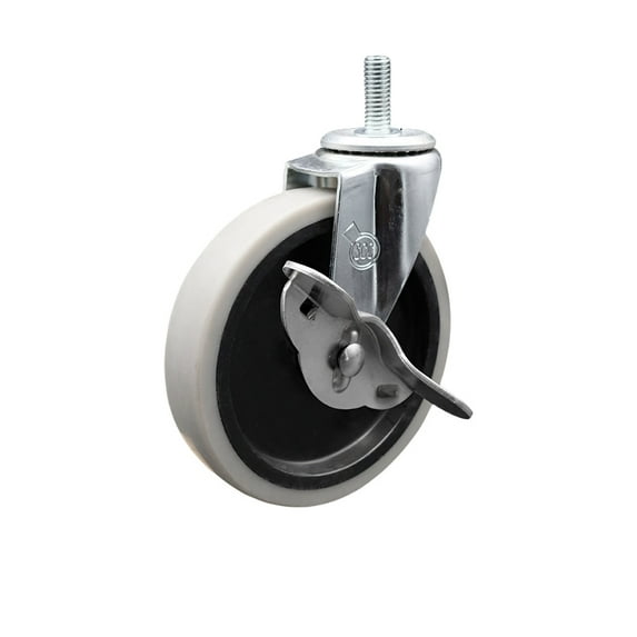 5 Inch Thermoplastic Rubber Wheel 1/2 Inch Threaded Stem Caster with Brake SCC