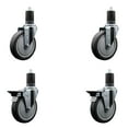 thumbnail image 1 of 5 Inch Thermo Rubber Wheel Swivel 1-5/8 Inch Expanding Stem Caster Set 2 Brakes, 1 of 2