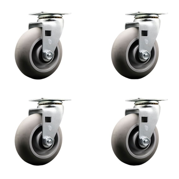 5 Inch Thermoplastic Rubber Wheel Swivel Caster Set with Ball Bearings SCC