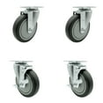 thumbnail image 1 of 5 Inch Thermoplastic Rubber Wheel Swivel Top Plate Caster Set with 2 Brakes SCC, 1 of 2