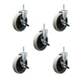 thumbnail image 1 of 5 Inch Thermoplastic Wheel 1-3/8 Inch Grip Ring Stem Caster with Brakes Set of 5, 1 of 2