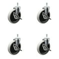 thumbnail image 1 of 5 Inch Thermoplastic Wheel 10mm Threaded Stem Caster Set with Brakes Set of 4, 1 of 2