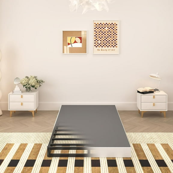 5 Inch Twin Box Spring, Heavy Duty Metal Mattress Foundation, 2500 lbs Capacity, Low Profile, Noise-Free, Easy Assembly with Fabric Cover