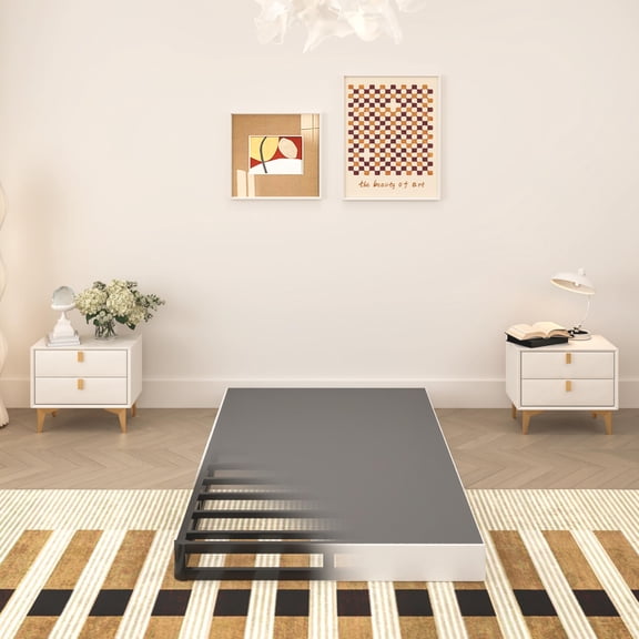 5 Inch Twin Box Spring, Heavy Duty Metal Mattress Foundation, 2500 lbs Capacity, Low Profile, Noise-Free, with Fabric Cover