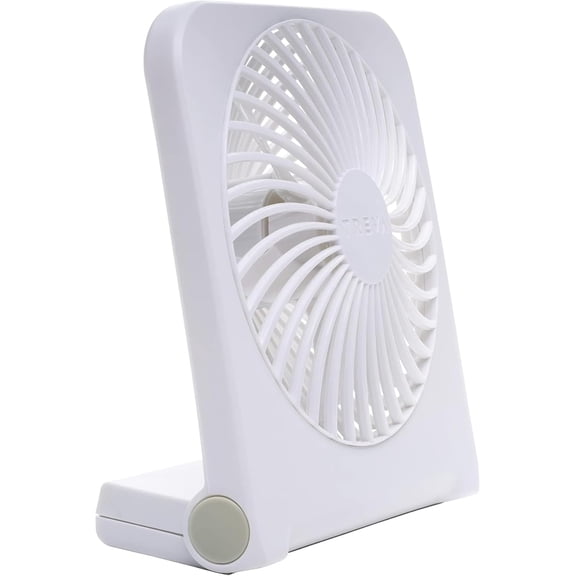 5-Inch USB and Battery Powered Desk Fan With Two Cooling Speeds Adjustable Tilt, Small Cubicle Accessories Durable Long Lasting (White)