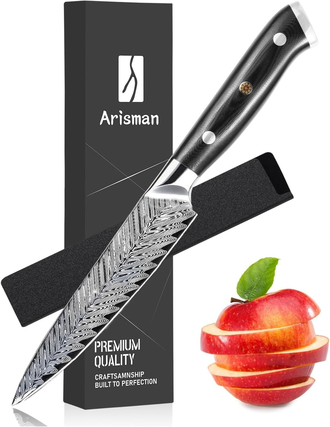 5 Inch Utility Knife, Japanese Damascus Steel Paring Knife, Sharp VG10 Fruit Slicing Knife, Small Kitchen Knife With Full Tang Ergonomic G10 Handle