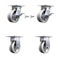 thumbnail image 1 of 5 Inch V Groove Semi Steel Caster Set 2 Brakes/Swivel Locks and 2 Rigid SCC, 1 of 2