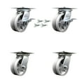 thumbnail image 1 of 5 Inch V Groove Semi Steel Caster Set with Ball Bearing 4 Swivel Lock 2 Brake, 1 of 2