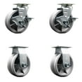 thumbnail image 1 of 5 Inch V-Groove Semi Steel Caster Set with Ball Bearings 2 Brakes 2 Rigid SCC, 1 of 2