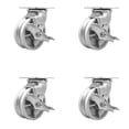 thumbnail image 1 of 5 Inch V Groove Semi Steel Caster Set with Roller Bearings and Brake/Swivel Lock, 1 of 2