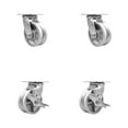 thumbnail image 1 of 5 Inch V Groove Semi Steel Swivel Caster Set with Ball Bearings 2 Brakes SCC, 1 of 2