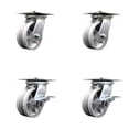 thumbnail image 1 of 5 Inch V Groove Semi Steel Swivel Caster Set with Ball Bearings 2 Brakes SCC, 1 of 2