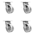 thumbnail image 1 of 5 Inch V Groove Semi Steel Swivel Caster Set with Roller Bearing and Swivel Lock, 1 of 2