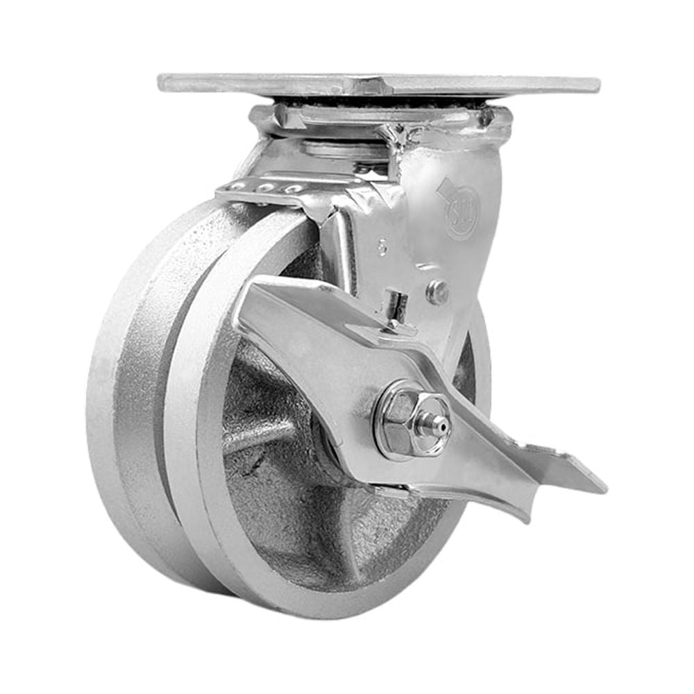 5 Inch V Groove Semi Steel Swivel Caster with Roller Bearing and Brake ...