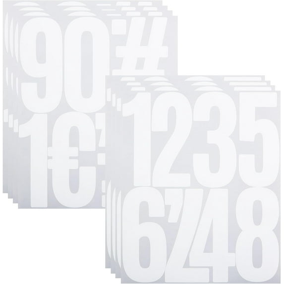 5 Inch Vinyl Number Stickers,Self-Adhesive Large Numbers 0-9 Sticker for Mailbox,House Nummber,Inventory Classification and Marks,8 Sheets White