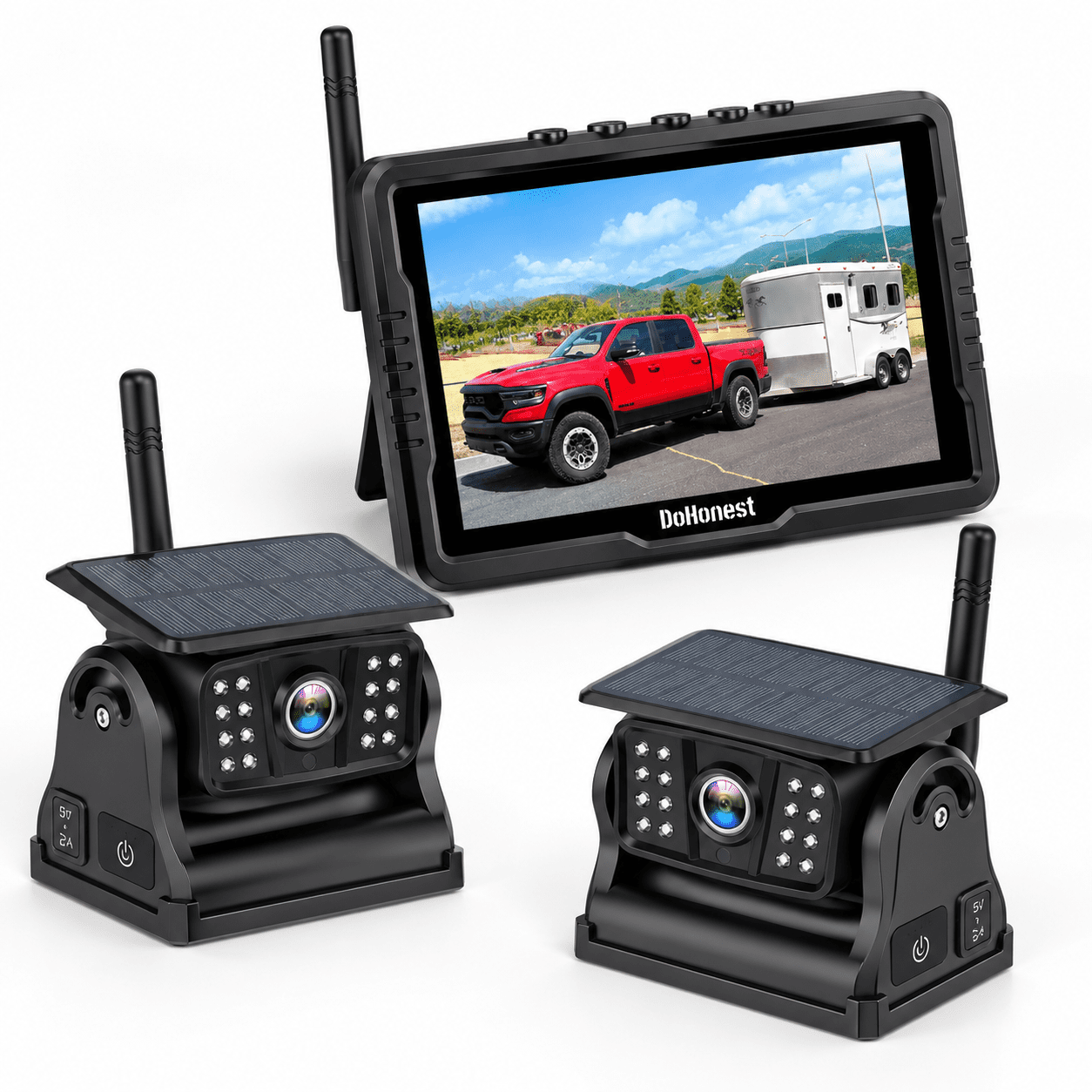 5 Inch Wireless Backup Camera Kit for RV Truck Trailer, 1080P HD Solar ...
