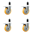 thumbnail image 1 of 5 Inch Yellow Poly Swivel 1-3/8 Inch Expanding Stem Caster Set Total Lock Brake, 1 of 1
