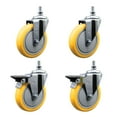 thumbnail image 1 of 5 Inch Yellow Polyurethane 10MM Threaded Stem Caster Set 2 Brakes SCC, 1 of 1