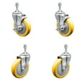 thumbnail image 1 of 5 Inch Yellow Polyurethane Wheel Swivel 10mm Threaded Stem Caster Set 2 Brakes, 1 of 1