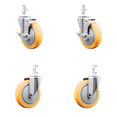 thumbnail image 1 of 5 Inch Yellow Polyurethane Wheel Swivel 3/4 Inch Square Stem Caster Set 2 Brakes, 1 of 1