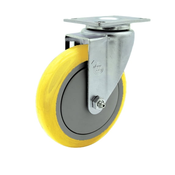 5 Inch Yellow Polyurethane Wheel Swivel Top Plate Caster Service Caster Brand