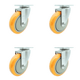 thumbnail image 1 of 5 Inch Yellow Polyurethane Wheel Swivel Top Plate Caster Set Service Caster, 1 of 3