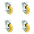 thumbnail image 1 of 5 Inch Yellow Polyurethane Wheel Swivel Top Plate Caster Set with Brake SCC, 1 of 3