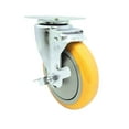 thumbnail image 1 of 5 Inch Yellow Polyurethane Wheel Swivel Top Plate Caster with Brake, 1 of 2