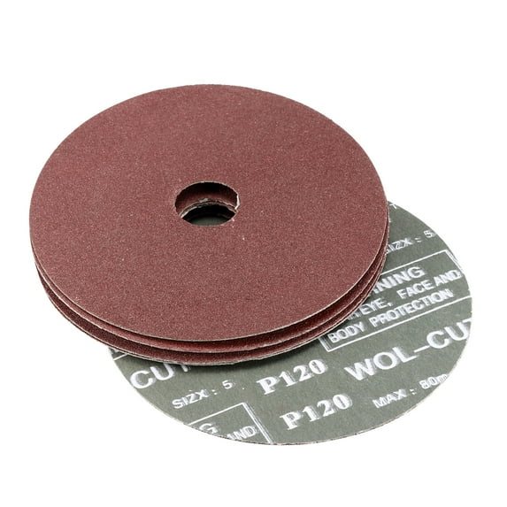 5-Inch x 7/8-Inch Aluminum Oxide Resin Fiber Discs, Center Hole 120 Grit Sanding Grinding Discs 10 Pcs