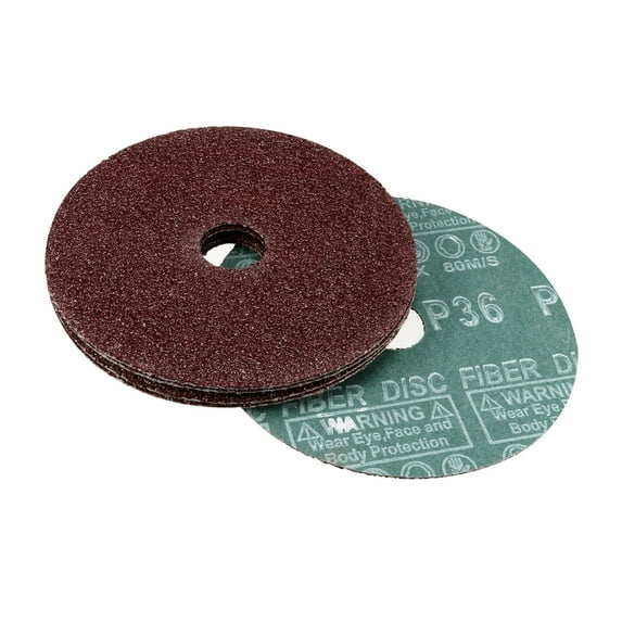 5-Inch x 7/8-Inch Aluminum Oxide Resin Fiber Discs, Center Hole 36 Grit Sanding Grinding Discs 5 Pcs