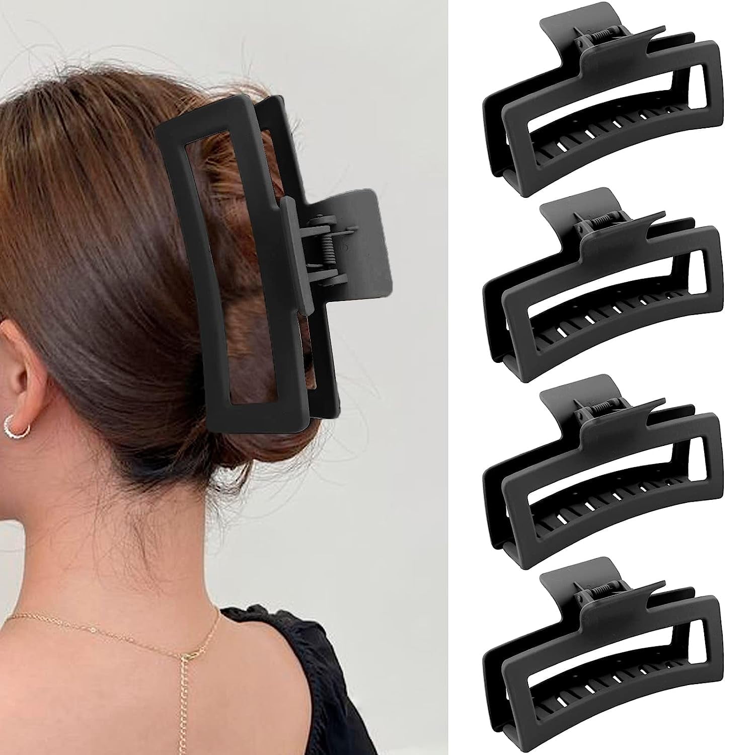 Inche Black Extra Large Claw Clips for Thick Hair and Long Hair