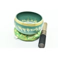 thumbnail image 1 of 5 Inches Tibetan Hand Printed Singing Bowl Set - for Meditation, Healing, Mindfulness, Relaxation By GK&CO. Including free Wooden Mallet/Strike and Silk Made Cushion (Green Color), 1 of 4