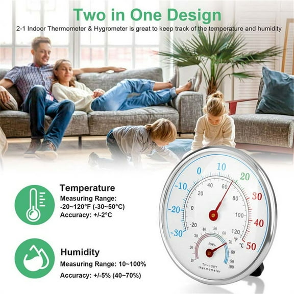 5" Indoor Outdoor Dial Thermometer, Large Number Wireless Thermometer for Outdoor Patio, Pool, Easy to Read