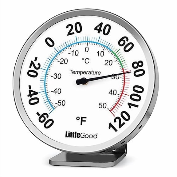 5 Indoor Outdoor Thermometer - Analog Thermometer gauges for Temperature Updated, Round Dial Metal Wall Thermometers Large Numbers for Home, , Room, Greenhouse, Garage, Decorative