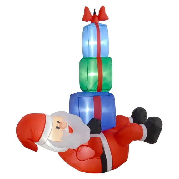 5' Inflatable Santa Claus Outdoor Decoration with LED Lights - Blow Up Santa & Gift Boxes - Christmas Yard Decor for Holiday Party